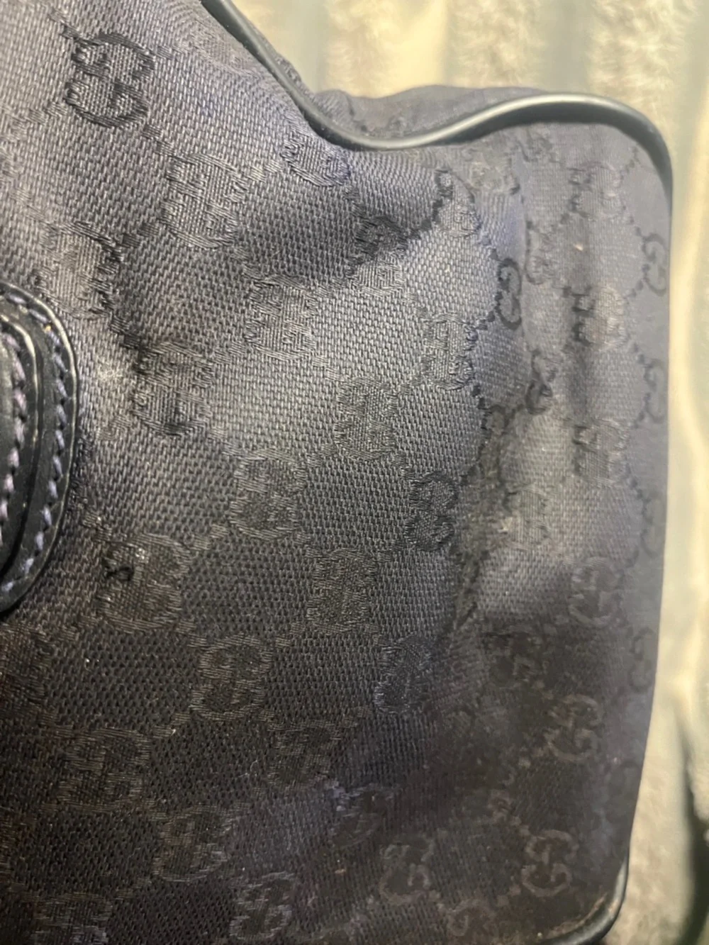 Gucci Black GG Canvas Duffel with Leather Trim